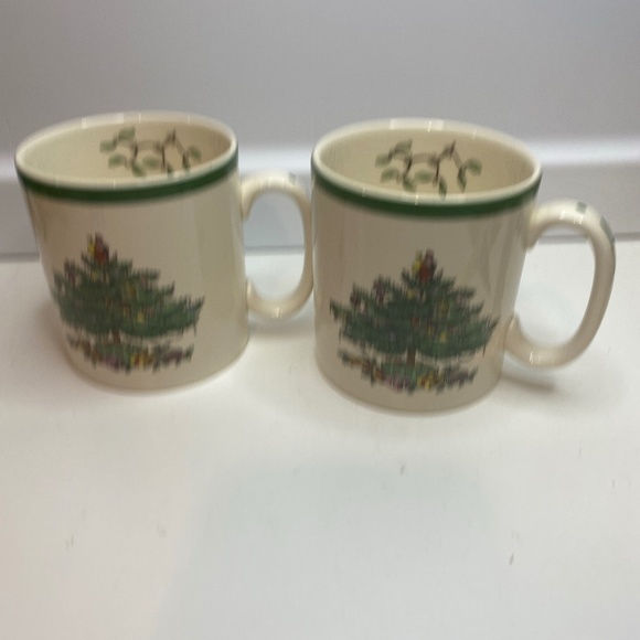 set Of 2 Spode, England CHRISTMAS TREE S3324 Cocoa Coffee Tea Mug, 3 1/4" - Picture 1 of 12